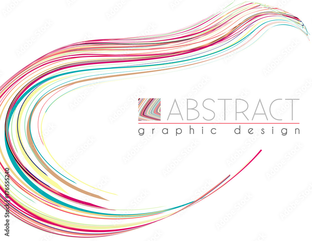 Fototapete Smooth shape. Abstract template with particolored thin stripes. Vector graphics