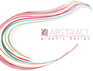 Smooth shape. Abstract template with particolored thin stripes. Vector graphics