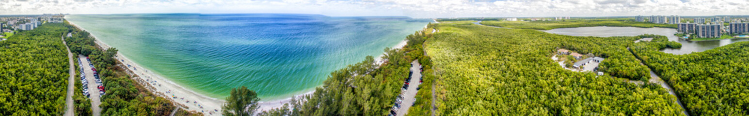 Naples, Florida. Panoramic aerial view of wonderful beach and park