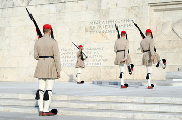 Evzones Greeces historic presidential guard.The unit is known for its uniform, which has evolved...