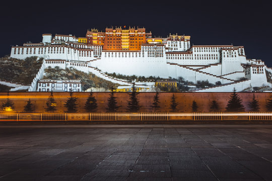 the Potala Palace in the night ,Lhasa, Tibet