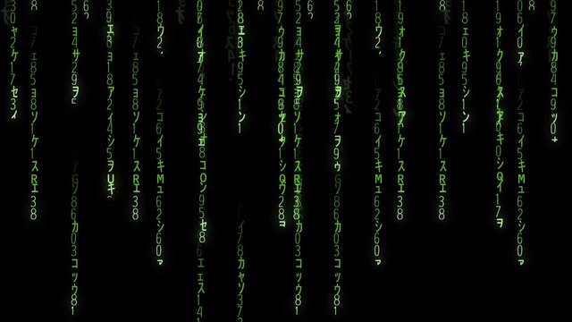 Falling green matrix code
