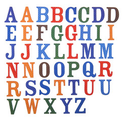 Alphabet capital colorful letters isolated on white