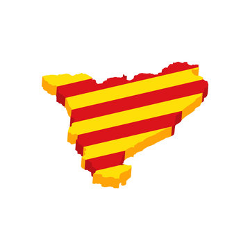 Catalonia 3d barcelona map border flag icon illustration