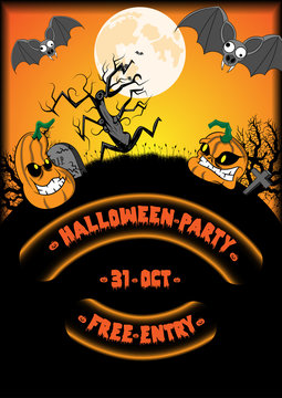 editable halloween party poster in orange tones
