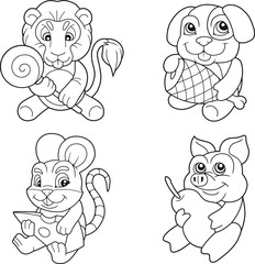 Obraz premium set of cartoon images, funny animals 