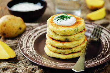 Cheese mashed potato cakes with dill