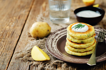 Cheese mashed potato cakes with dill