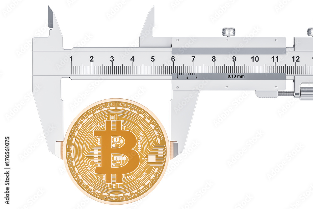Poster bitcoin exchange rate, measuring concept. 3d rendering