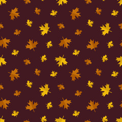 Autumn seamless pattern background with maple leaves.