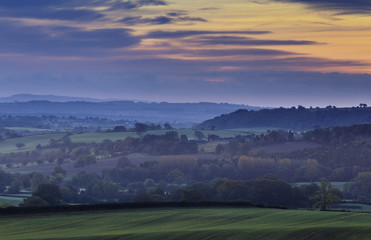 Autumnal Sunrise Sky over British Countryside