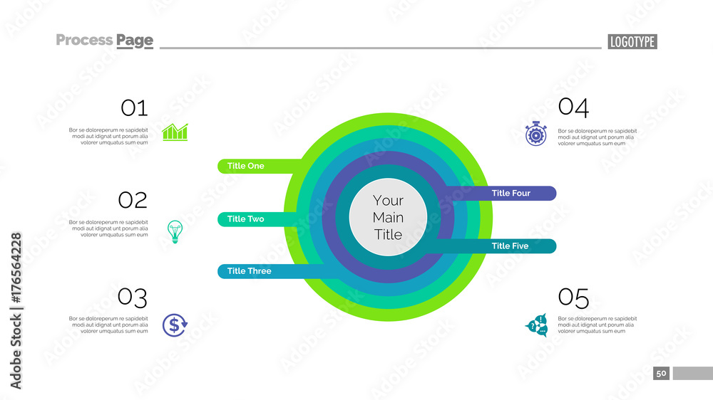 Poster five concentric circles process slide template