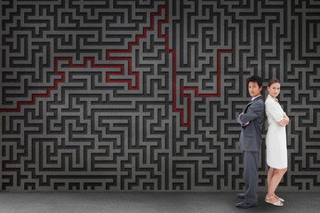 Composite image of portrait of business people standing