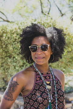 Black woman with sunglasses