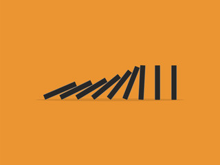 Falling dominoes. Flat design style. Vector