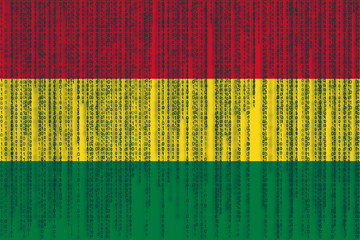 Data protection Bolivia flag. Bolivia flag with binary code.