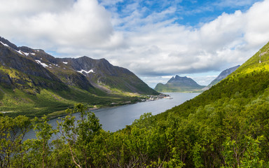 Beautiful landscpae panorama from Gryllefjord Senja, Norway.