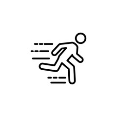 thin line fast running man icon on white