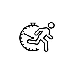 thin line fast running man icon on white