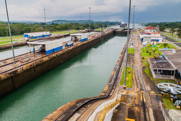 Fototapeta na wymiar Gatun Locks, part of Panama Canal.