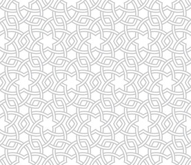 Geometric Floral Grey Pattern with White Background, Vector Illustration