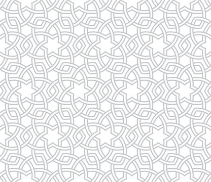Geometric Floral Grey Pattern with White Background, Vector Illustration