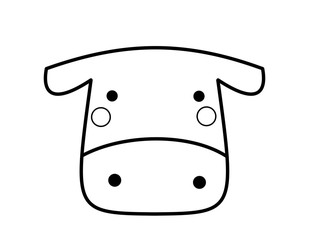 牛(ツノなし)の顔(線画、頬)