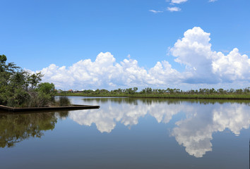 Fototapeta na wymiar dauphin island waterways reflecting sky