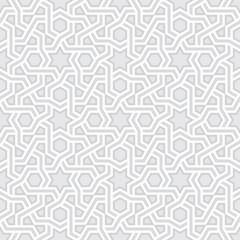 Islamic Star Pattern, Light Gray Wallpaper, Vector Illustration