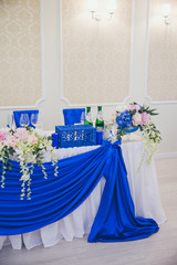 Beautiful wedding table for bride and groom