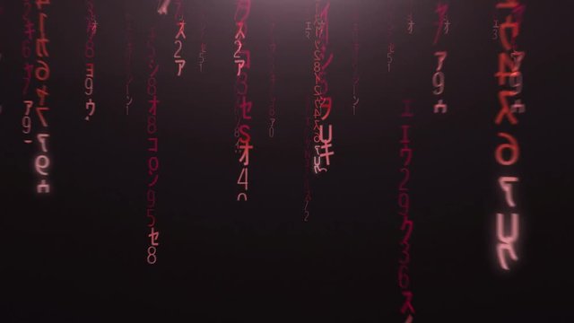 Flight through the falling red matrix code