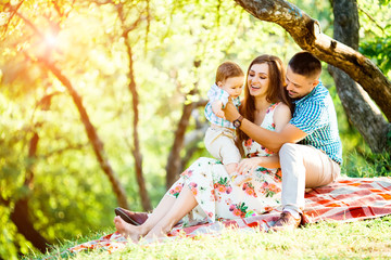 Happy family in the park