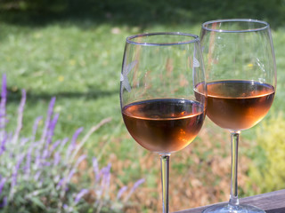 Two glasses of rosé outside