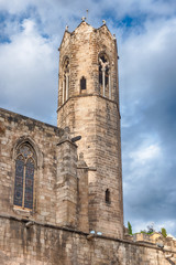 Fototapeta premium Medieval tower in Placa del Rei, Barcelona, Catalonia, Spain