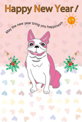 可愛い三匹の犬の親子のイラスト年賀状テンプレート