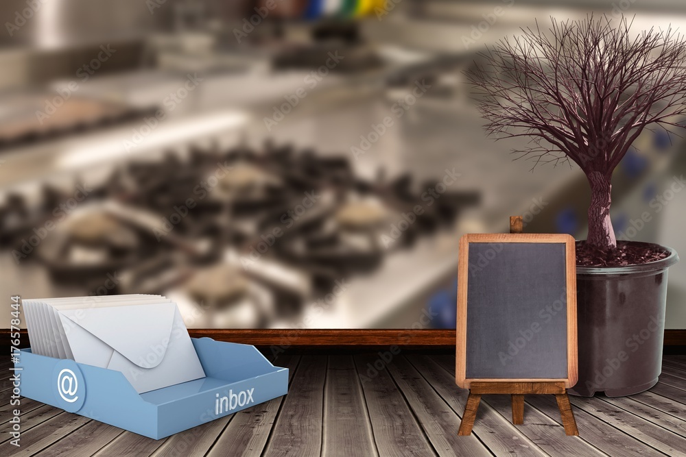 Poster composite image of an inbox beside a landscape
