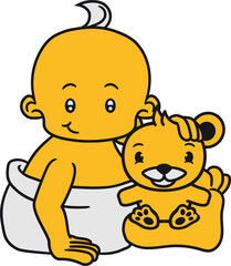 bär teddy bärchen streicheln haustier kuscheltier seitlich sitzend klein süß niedlich windel kind baby comic cartoon