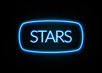 Stars  - colorful Neon Sign on brickwall