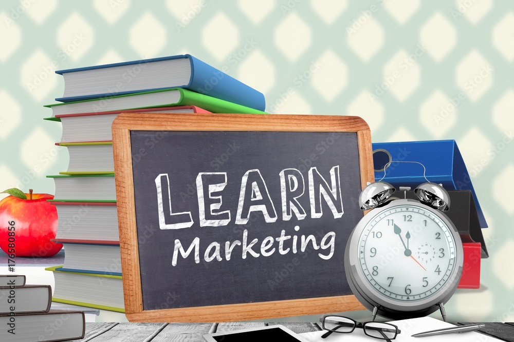 Poster composite image of learn marketing word