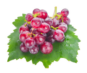Red grapes on a white background.
