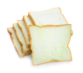 fresh bread slices isolated on white background