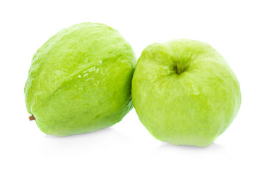 guava fruit with leaves isolated on white background