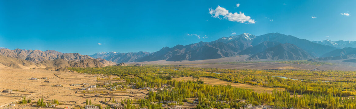 Panorama photo of beautiful Leh city