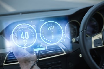 Composite image of image of a dashboard