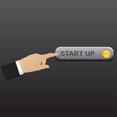 Businessman click Start up Button Business finance
