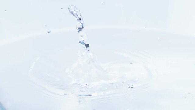 Fresh blueberries dropping into clear pure water, close up and in slow motion