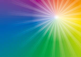 放射線状の背景｜集中線｜虹色の背景と放射線状の光｜RAINBOW Radial...