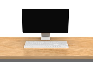 A computer over a desk 