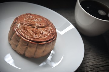 Chinese mid autumn festival mooncake, Chinese characters translation is : lotus paste
