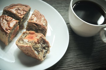 Chinese mid autumn festival mooncake, Chinese characters translation is : lotus paste